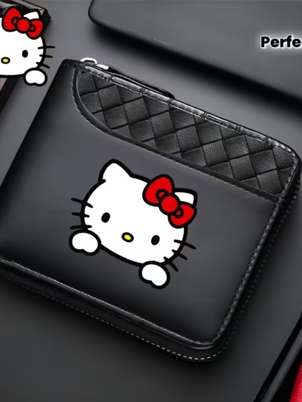 Hello Kitty Black Leather Wallet